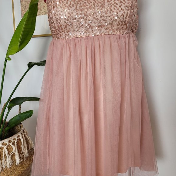 ONLY Pink Sequined Mini Dress Size Medium - Picture 2 of 6